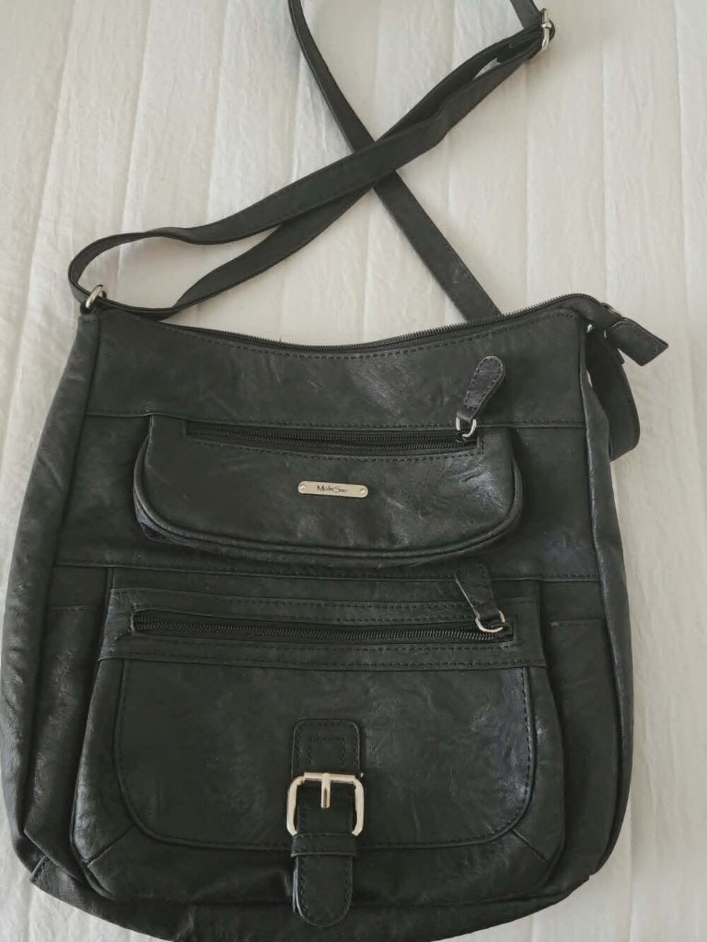 MultiSac Black Crossbody Bag Multi Pocket Organizer Adjustable Strap